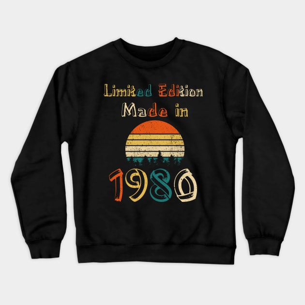 Vintage 1980 Made in 1980 40th Birthday Crewneck Sweatshirt by Johnathan Allen Wilson